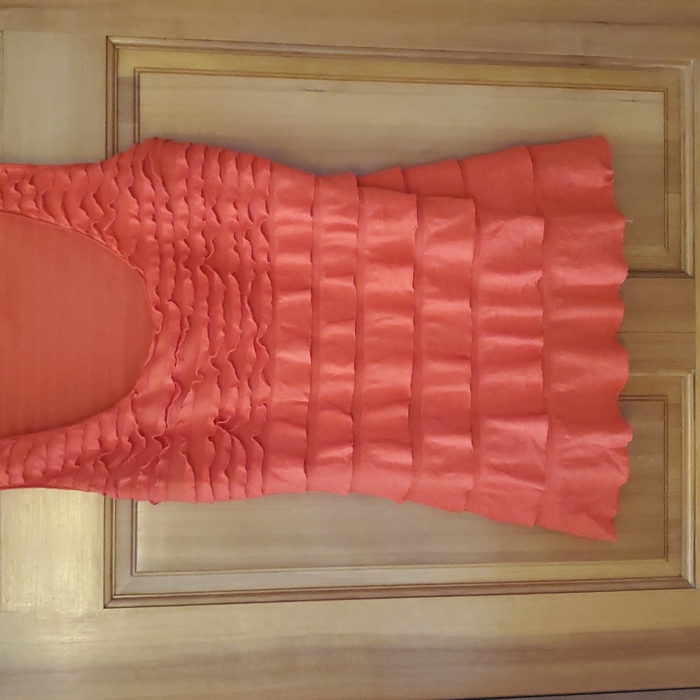 Max Studio‎ Layered Ruffle Red Orange Tank Top Size Small - Picture 5 of 6